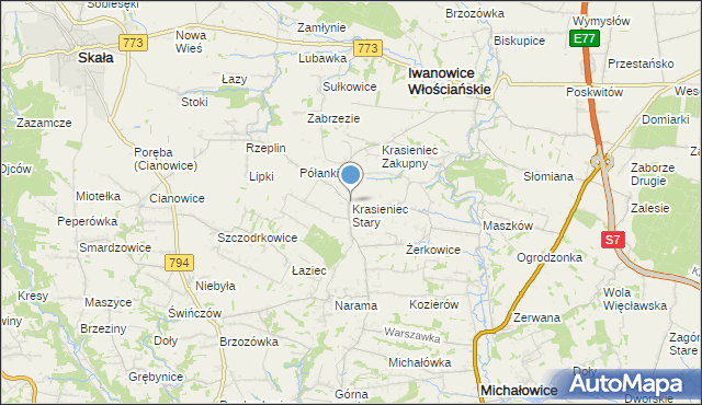 mapa Krasieniec Stary, Krasieniec Stary na mapie Targeo